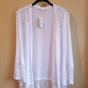 Cleo White Lace Open Front Cover Up